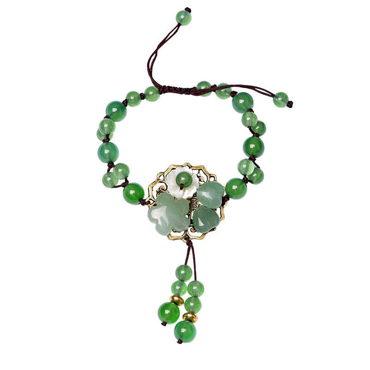Buddha Stones Natural Green Jade Luck Dangling Flower Bracelet - image 18
