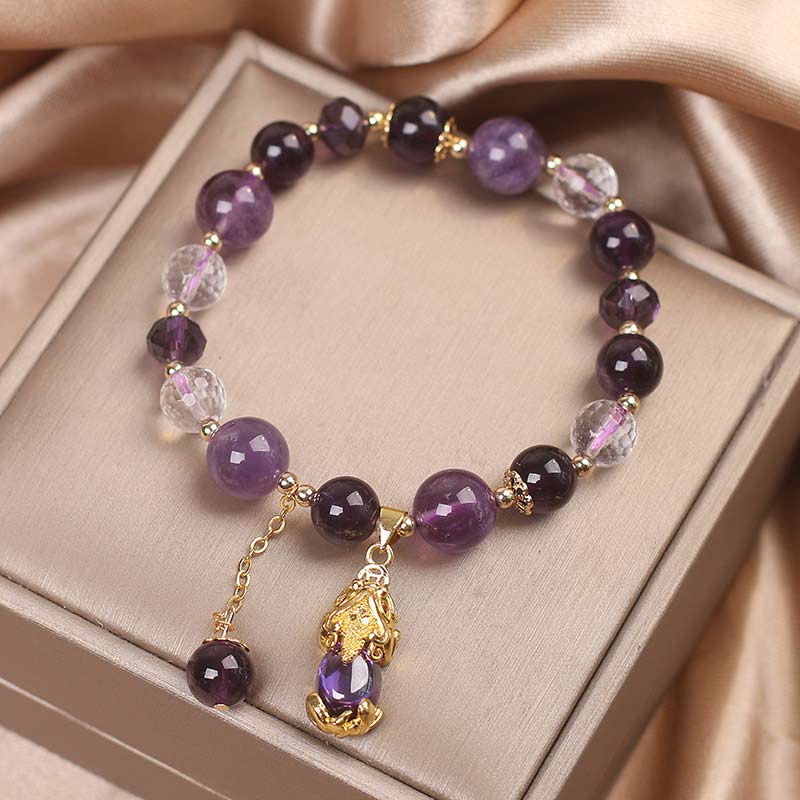 Buddha Stones  Natural Amethyst PiXiu Healing Bracelet - image 3