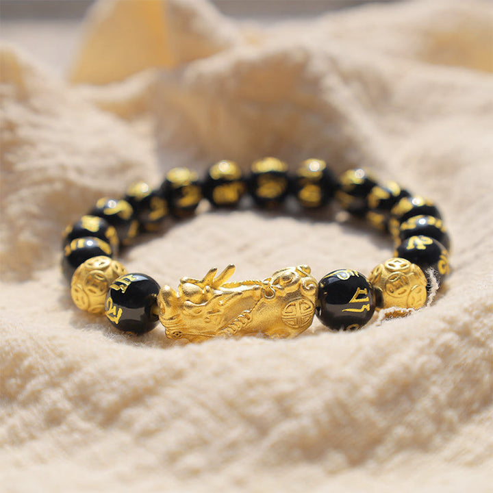 Buddha Stones FengShui PiXiu Obsidian Wealth Bracelet - image 2