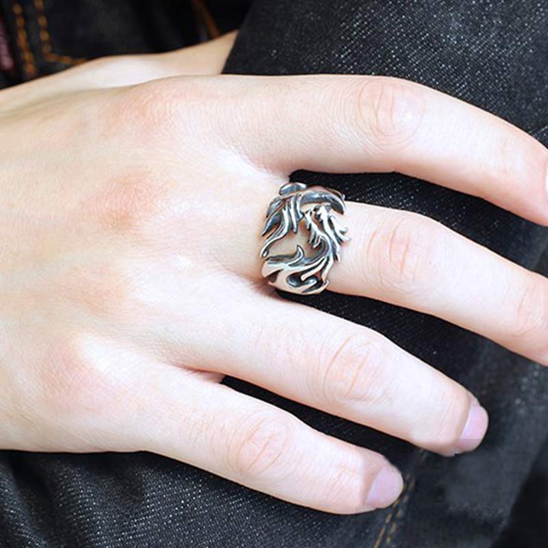 Buddha Stones Dragon Pattern Protection Strength Adjustable Ring - image 6