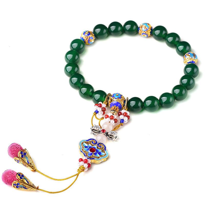 Buddha Stones Natural Green Agate Wrist Mala Success Charm Pocket Mala Car Decoration - image 9