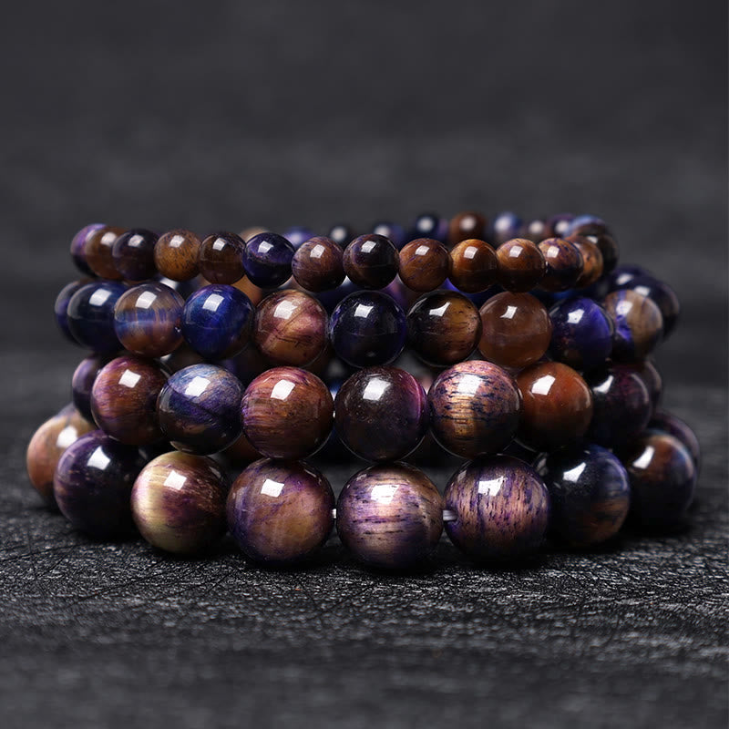 Buddha Stones Natural Purple Tiger Eye Protection Strength Bracelet - image 5