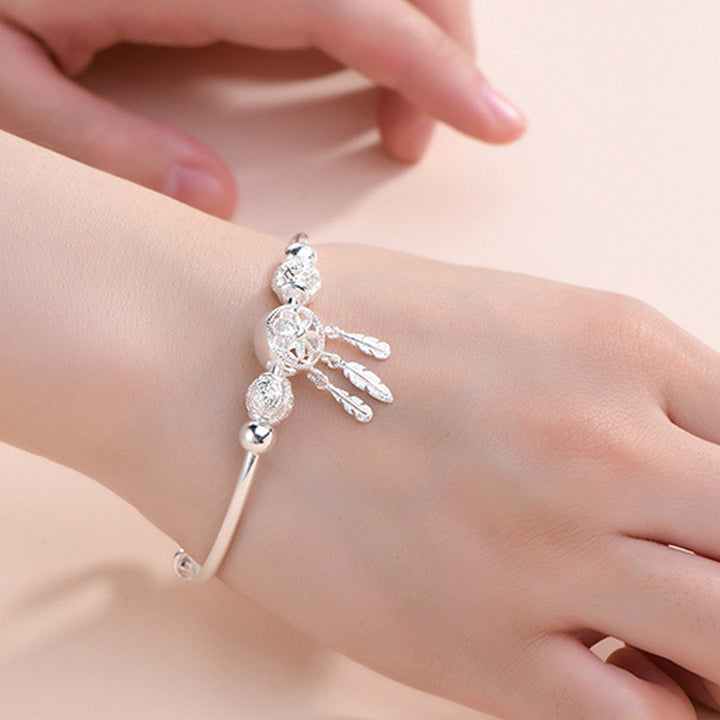 Buddha Stones Tibetan White Copper Blessing Dream Catcher Charm Bracelet - image 4