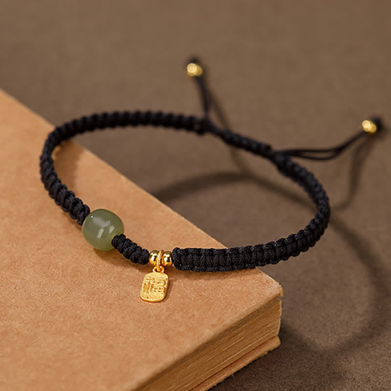 Buddha Stones 925 Sterling Silver Hetian Jade Blessing Wealth Red String Bracelet - image 11