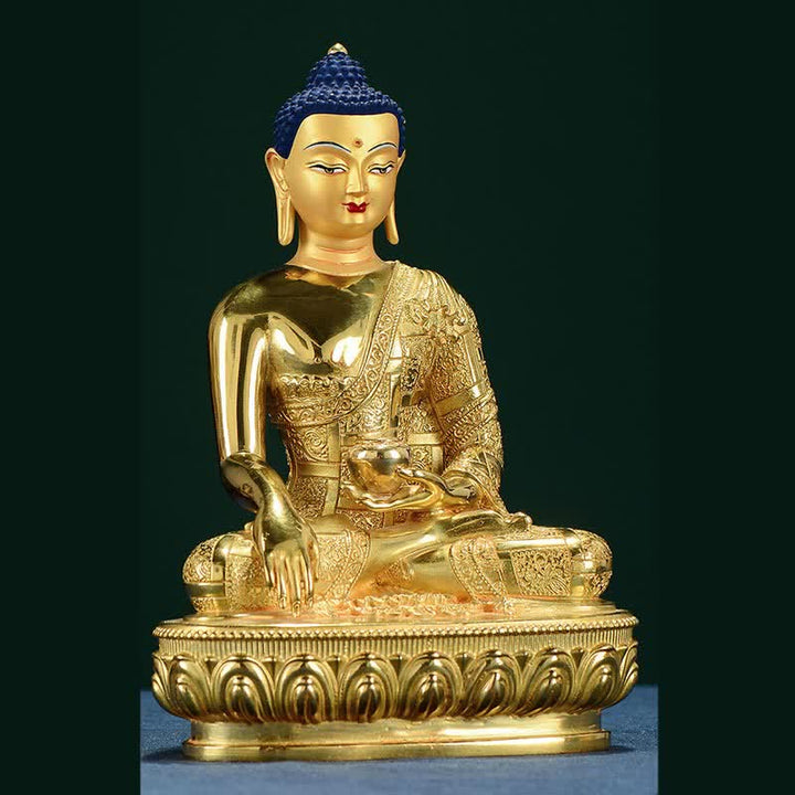 Buddha Stones Buddha Shakyamuni Figurine Enlightenment Copper Statue Home Offering Decoration - image 1