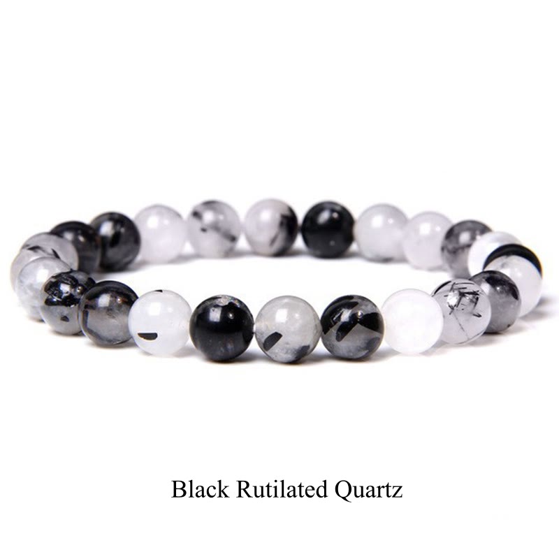 Buddha Stones Natural Stone Quartz Healing Beads Bracelet - 8mm - Black Rutilated Quartz - image 77