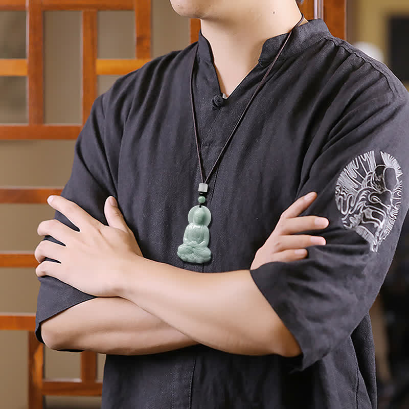 Buddha Stones Amitabha Buddha Jade Amulet Compassion String Necklace - image 10