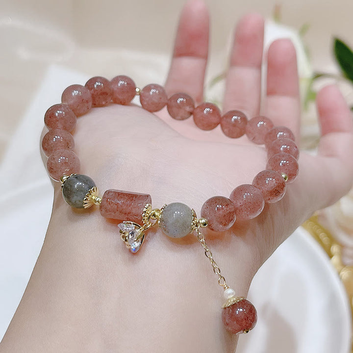 Buddha Stones Natural Strawberry Quartz Moonstone Love Bracelet - image 3