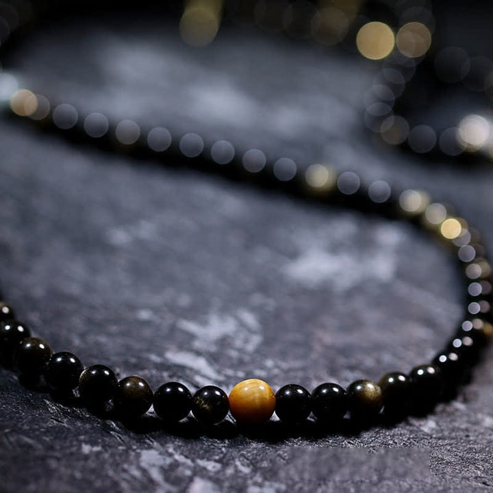 Buddha Stones 108 Mala Beads Gold Sheen Obsidian Tiger Eye Eagle's Eye Stone Wealth Bracelet - image 16