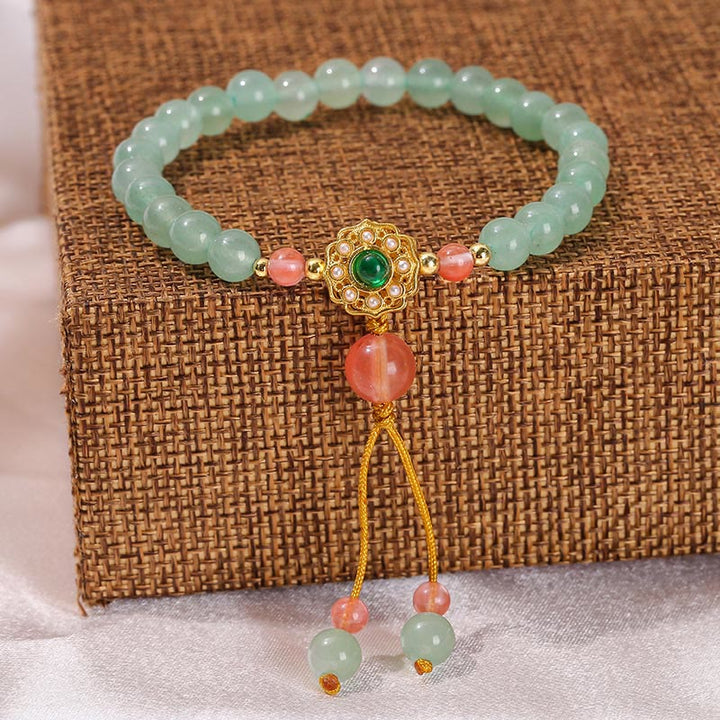 Buddha Stones Green Aventurine Luck Bead Tassel Bracelet - image 2