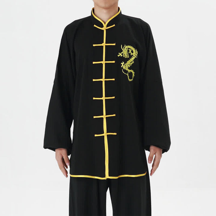 Buddha Stones Dragon Embroidered Qi Gong Zen Spiritual Practice Meditation Prayer Uniform Unisex Clothing Set - image 8