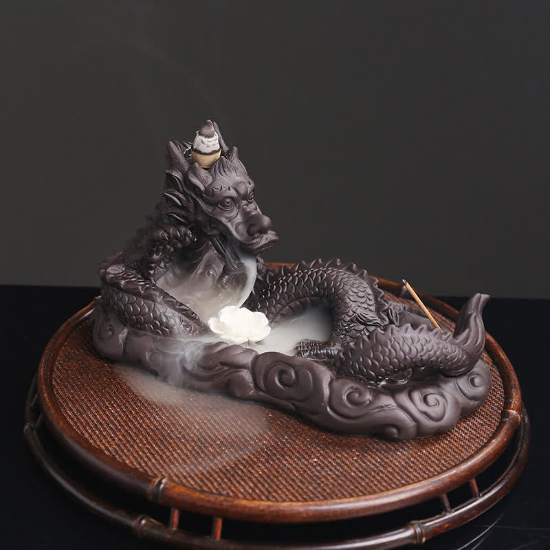 Dragon Playing Ball Flower Protection Incense Burner Decoration - Dragon&White Flower - image 11