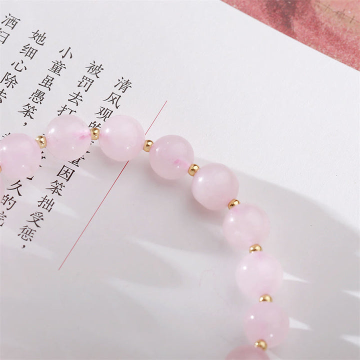 Buddha Stones Natural Pink Crystal Plum Blossom Love Bracelet - image 3