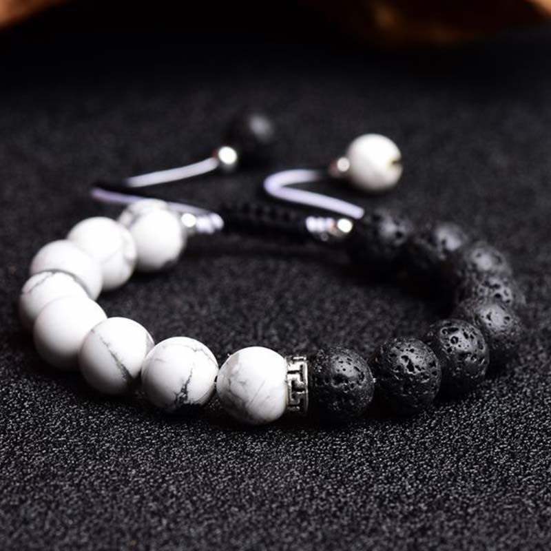 Buddha Stones Yin Yang Lava Stone Protection Bracelet - image 1