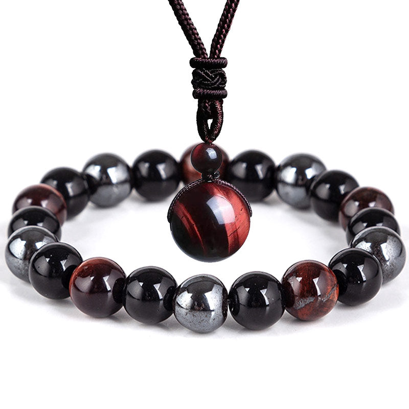 Buddha Stones Tibetan Tiger's Eye Bracelet Necklace Set - 2 - image 9