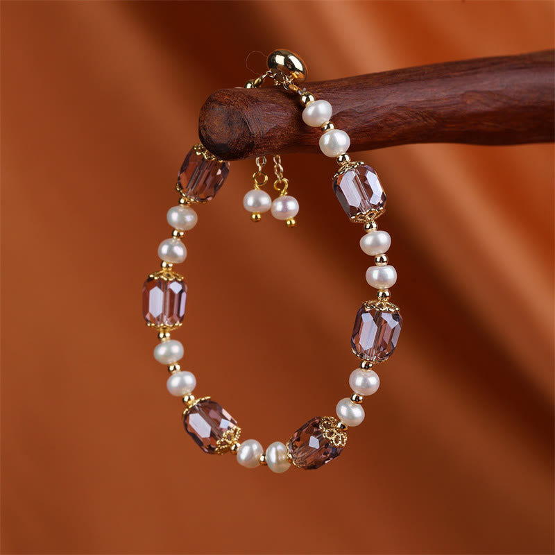Buddha Stones Natural Amethyst Pearl Peace Healing Chain Bracelet - image 2