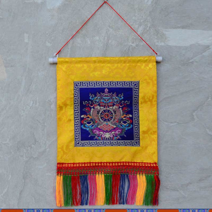 Vajra Auspicious Symbols Spiritual Power Wall Art - 8 Auspicious Symbols - Blue - image 3