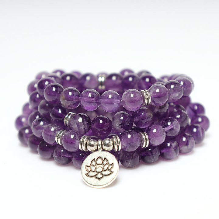 Buddha Stones Natural Amethyst Purification Mala Bracelet - image 0
