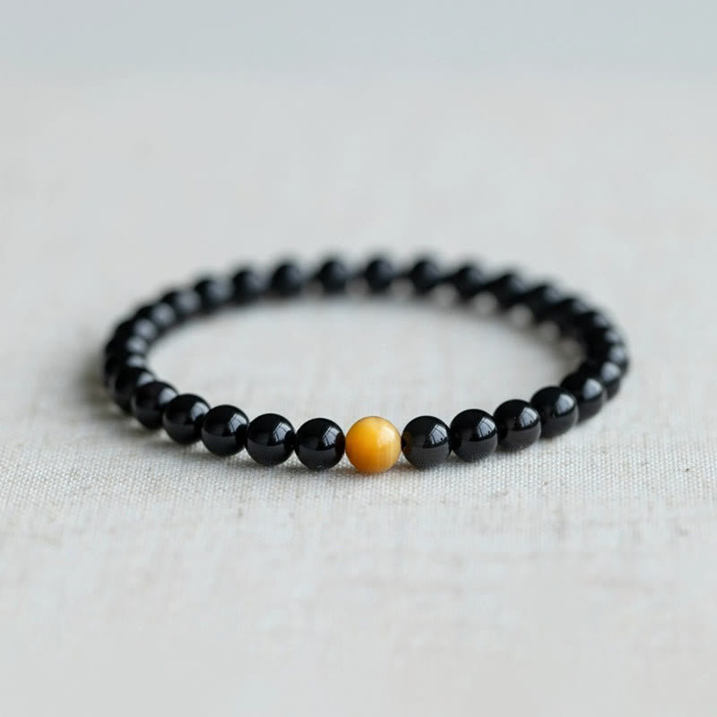 Buddha Stones Natural Rainbow Obsidian Tiger Eye Positive Love Bracelet - image 1