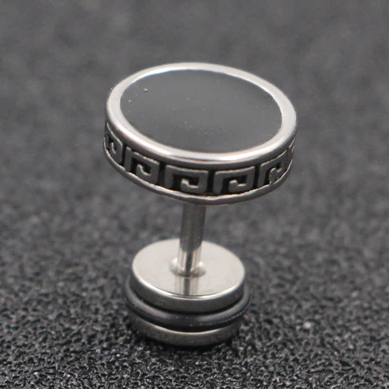 Buddha Stones Cool Men Titanium Steel Balance Round Stud Earrings - Silver - 10mm - image 7