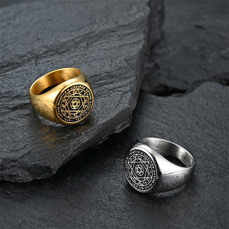 Buddha Stones 12 Constellations of the Zodiac Star of David Protection Ring - image 2
