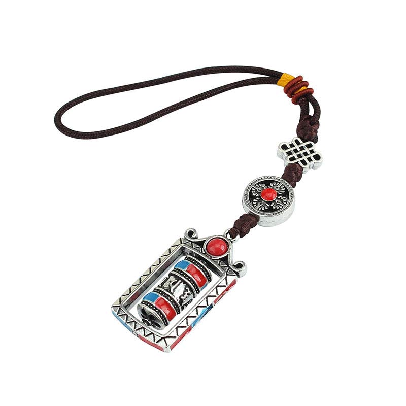Buddha Stones Six True Words Prayer Wheel Rotation Knot Blessing Keychain Decoration - image 15