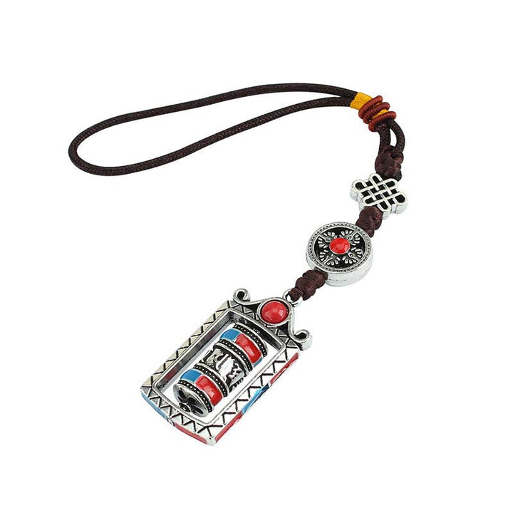Buddha Stones Six True Words Prayer Wheel Rotation Knot Blessing Keychain Decoration - image 15