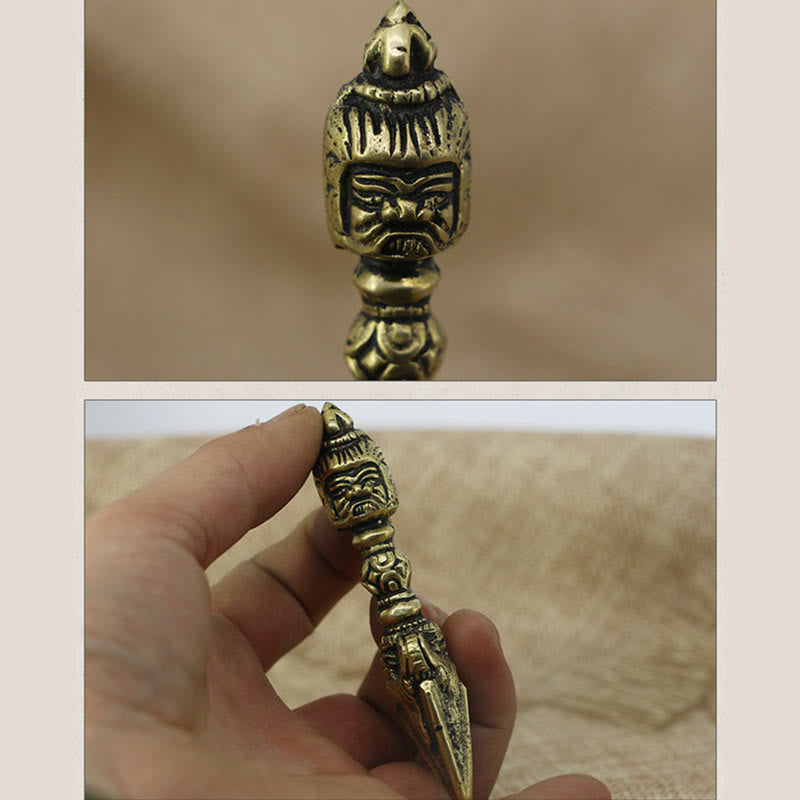 Buddha Stones Handmade Nepal Small Vajra Dorje Engraved Enlightenment Copper Decoration - image 5
