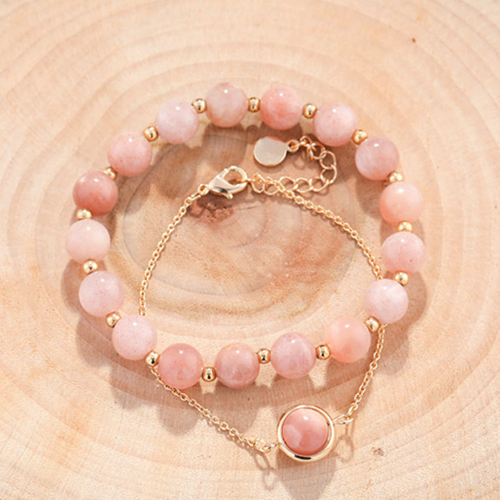 Buddha Stones Sun Stone Strawberry Quartz Crystal Positive Bracelet - Sun Stone - image 0