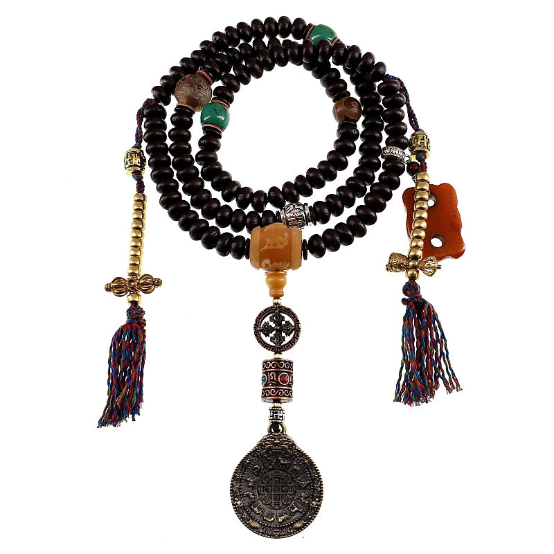 Buddha Stones Tibet 108 Mala Beads Purple Bodhi Seed Bagua Vajra Auspiciousness Bracelet - image 1