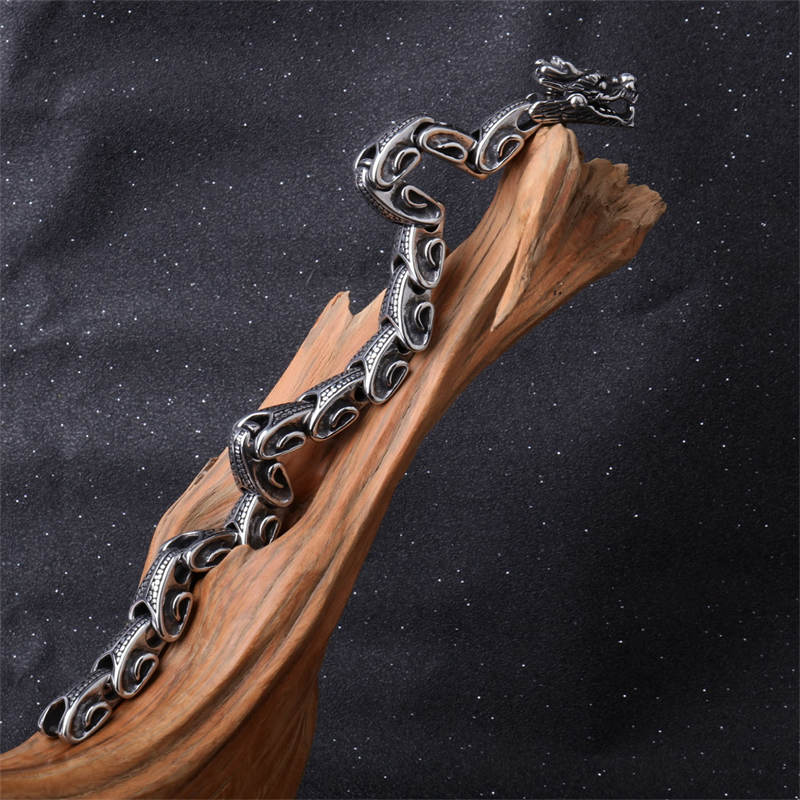 Buddha Stones Dragon Titanium Steel Luck Bracelet Bangle - image 4