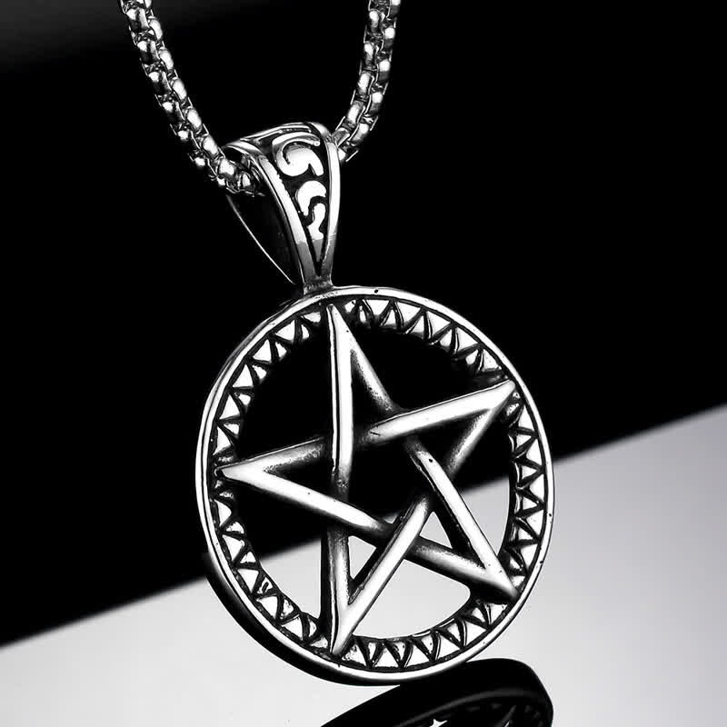 Pentagram Titanium Steel Balance Necklace Pendant - image 3