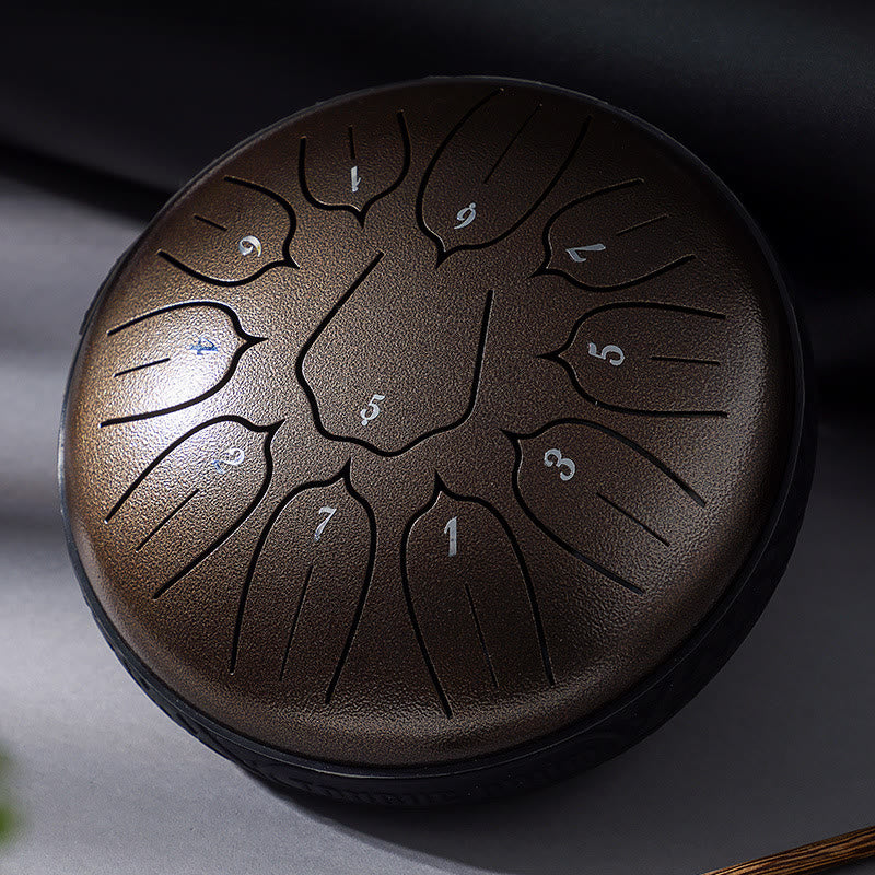 Buddha Stones Steel Tongue Drum Sound Healing Meditation Yoga Lotus Drum Kit 11 Note 6 Inch - RosyBrown - image 17