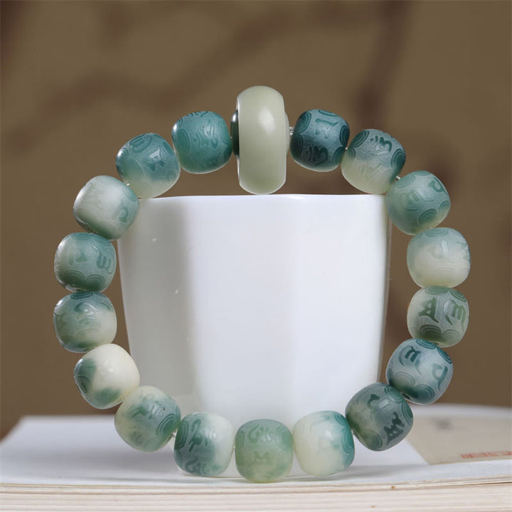 Buddha Stones Bodhi Seed Om Mani Padme Hum Engraved Keep Away Evil Spirits Bracelet - image 1