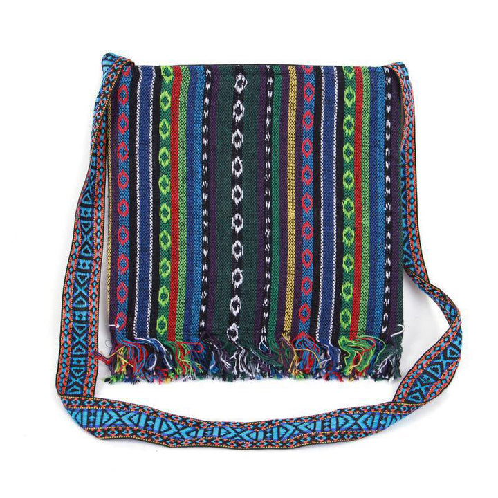 Buddha Stones Tibetan Handmade Embroidered Camellia Canvas Shoulder Bag Crossbody Bag - image 12