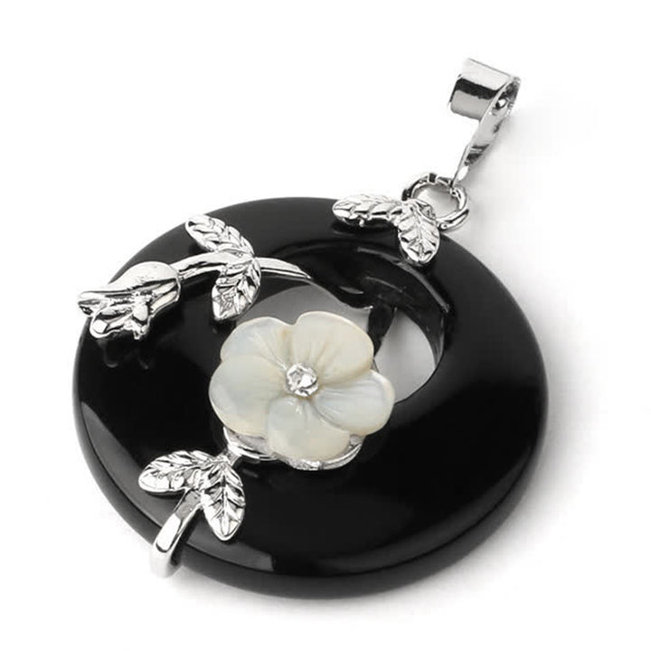 Buddha Stones Various Crystal Amethyst Green Aventurine Flower Healing Necklace Pendant - Black Onyx - image 10