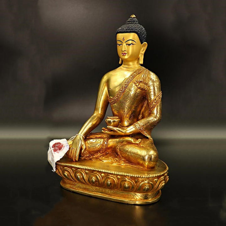 Buddha Stones Buddha Shakyamuni Medicine Buddha Compassion Copper Gold Plated Statue Decoration - image 2