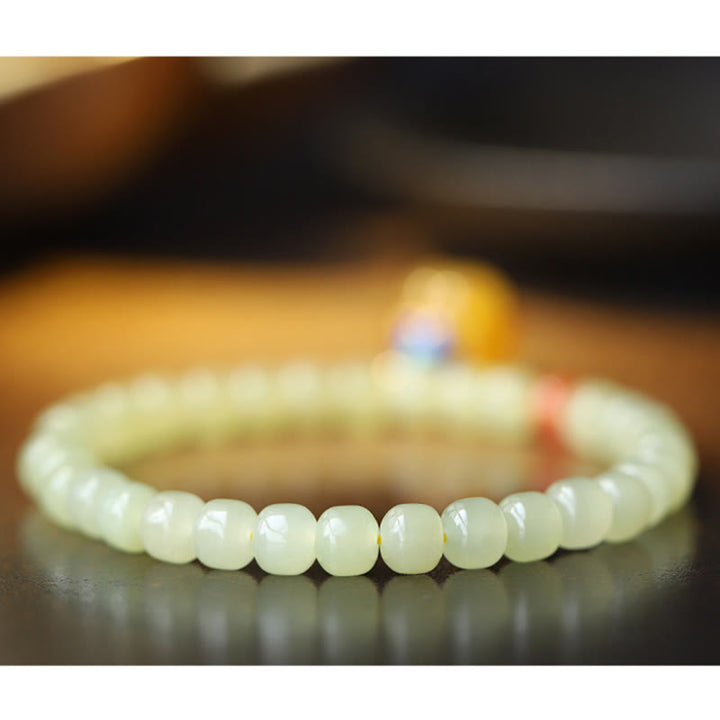 Natural Hetian Jade Pumpkin Amber Red Agate Crystal Prosperity Bracelet - image 12