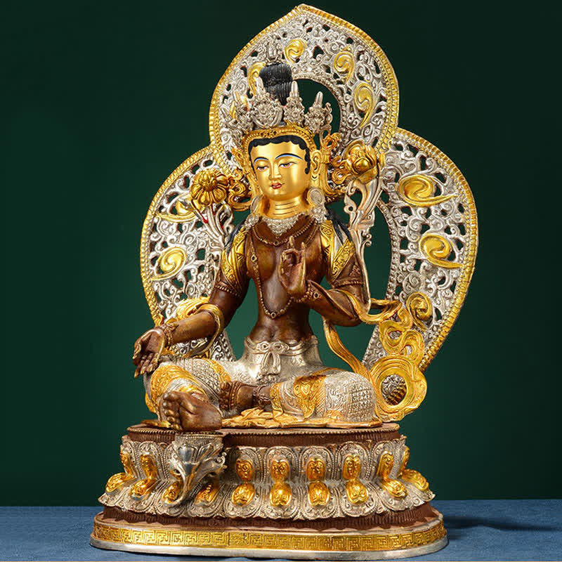 Buddha Stones Bodhisattva Green Tara Hope Copper Statue Decoration - image 4