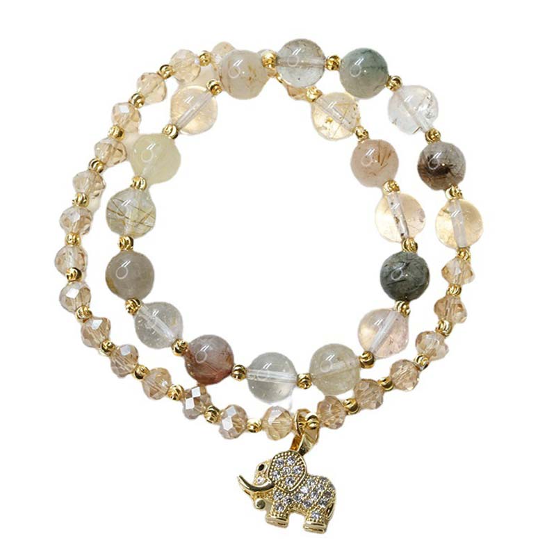 Buddha Stones Rose Quartz Elephant Healing Energy Charm Bracelet - image 12