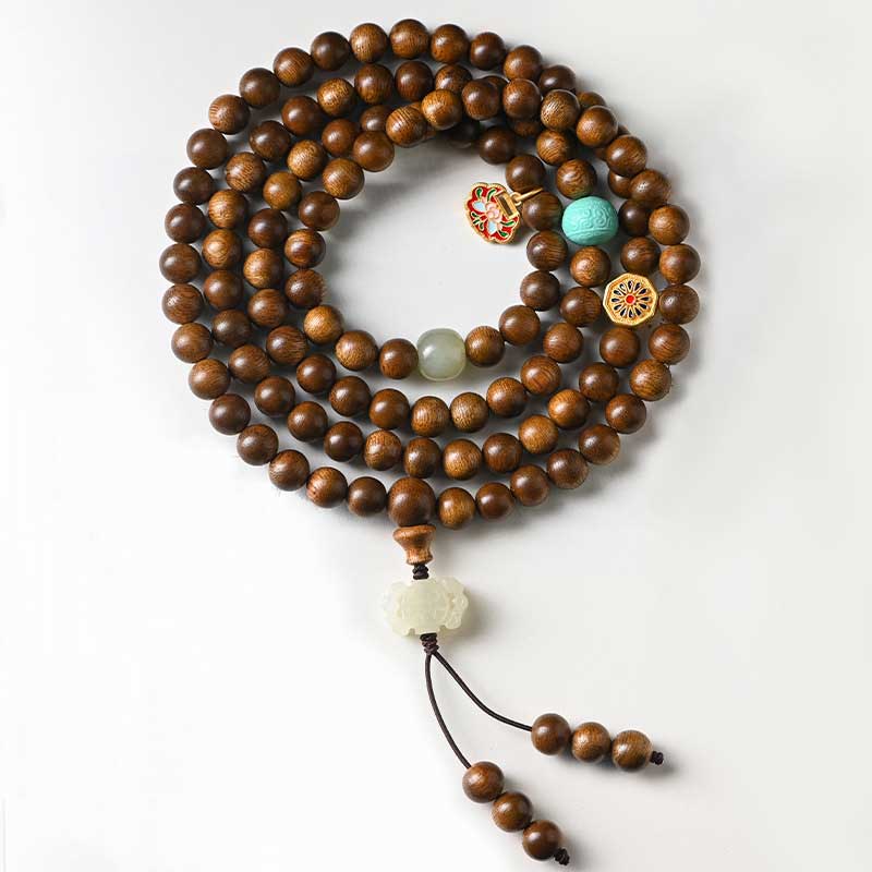 Buddha Stones Tibetan Rosewood Protection Calm Bracelet Mala - image 11