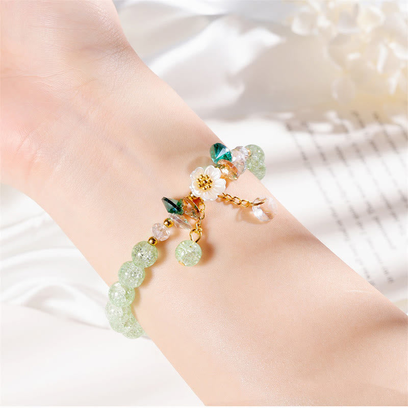 Buddha Stones Simple Design Flower Charm Glass Bead Bracelet - image 4