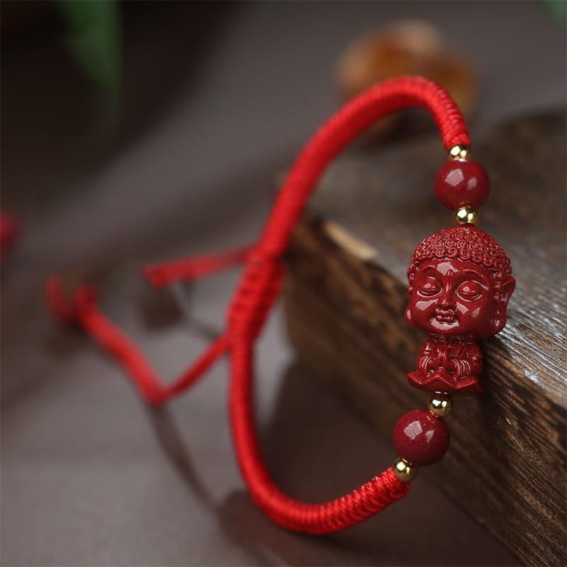 Buddha Stones Chinese Zodiac Natal Buddha Cinnabar Amulet Blessing String Bracelet - image 0