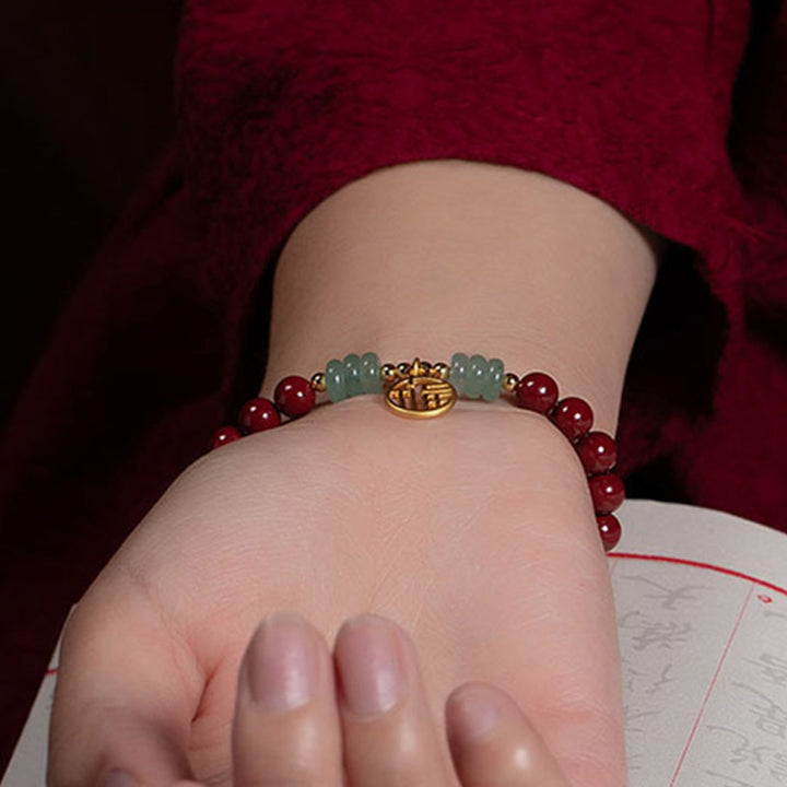 Buddha Stones Cinnabar Green Aventurine Luck Blessing Bracelet - image 4