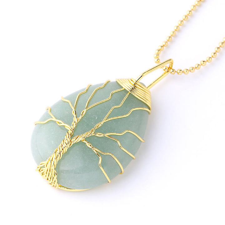 Buddha Stones Natural Quartz Crystal Tree Of Life Healing Energy Necklace Pendant - Green Aventurine Gold Tree - image 30