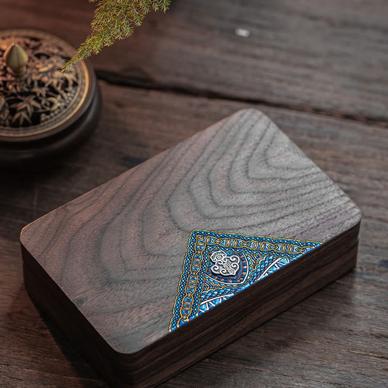 Vintage Handmade Black Walnut Wood Jewelry Storage Box Wooden Gift Box - image 7