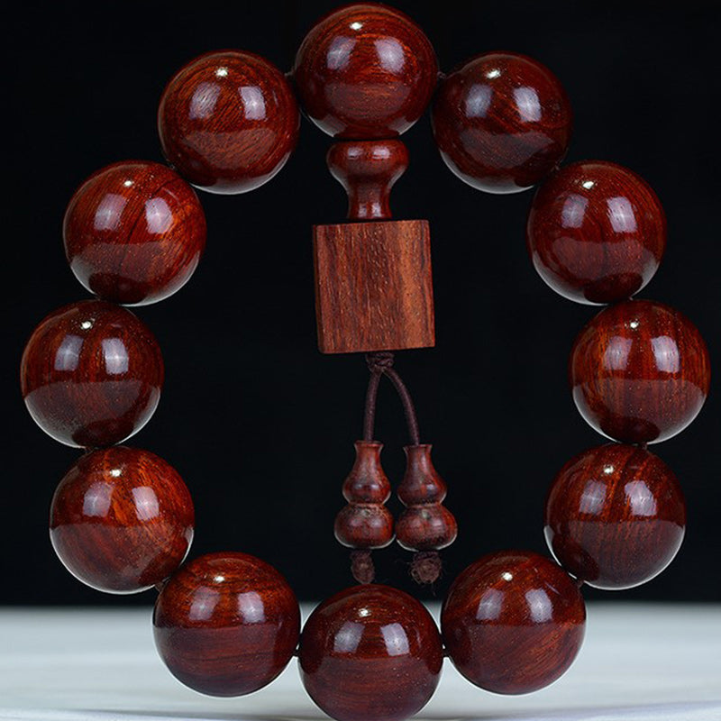 Buddha Stones Tibetan Small Leaf Red Sandalwood Relaxation Bracelet - 25mm*10 - image 0