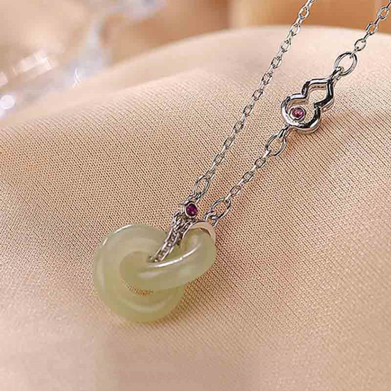 Buddha Stones 925 Sterling Silver Round Jade Luck Prosperity Necklace Chain Pendant - image 10