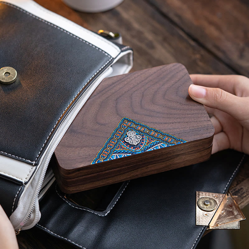 Vintage Handmade Black Walnut Wood Jewelry Storage Box Wooden Gift Box - image 3