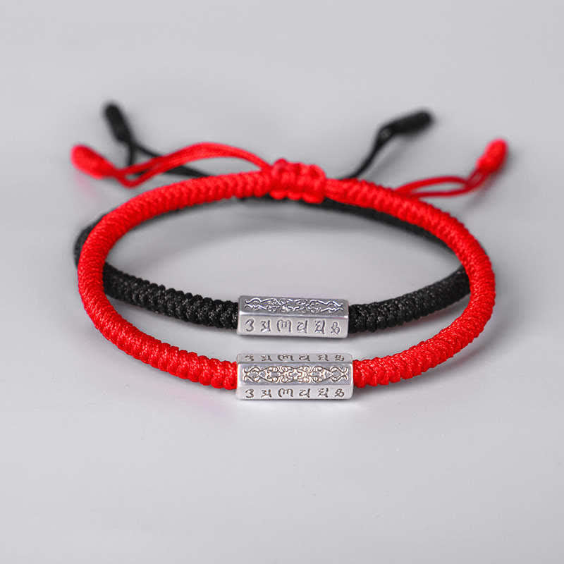 Buddha Stones Om Mani Padme Hum Luck Protection Red String Bracelet - image 0